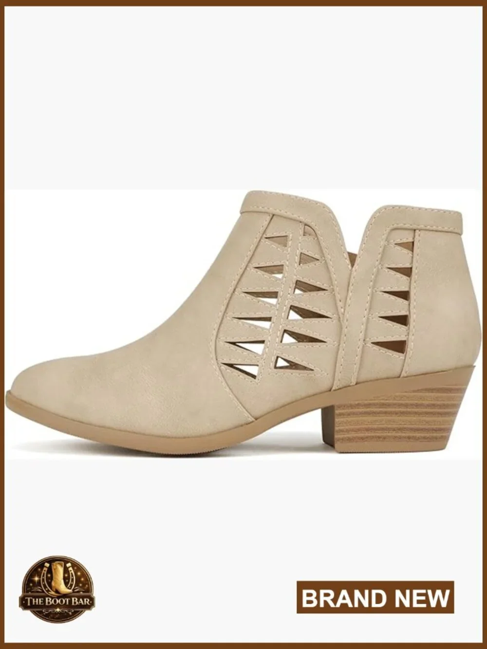 Perforated Cut Out Stacked Block Heel Ankle Booties Wide Fit Available